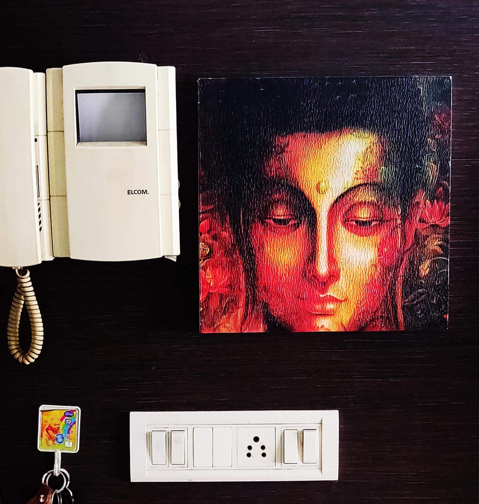 snoogg art lord buddha painting print art work for home living room office decor 100 wood a