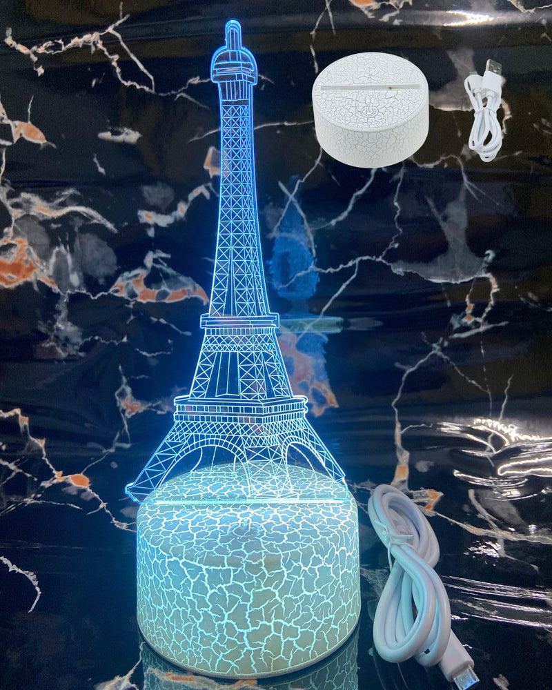 snoogg eiffel tower statue night lamp night light 3d light home decor 3d illusion led lamp
