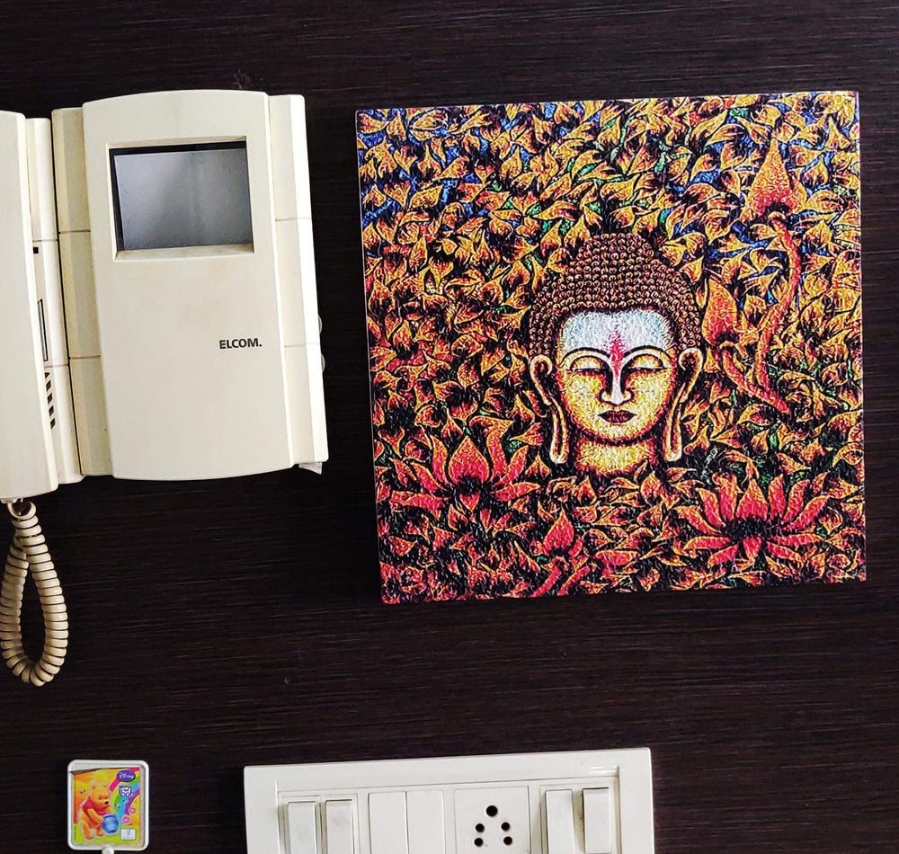 snoogg art lord buddha painting print art work for home living room office decor 100 wood a