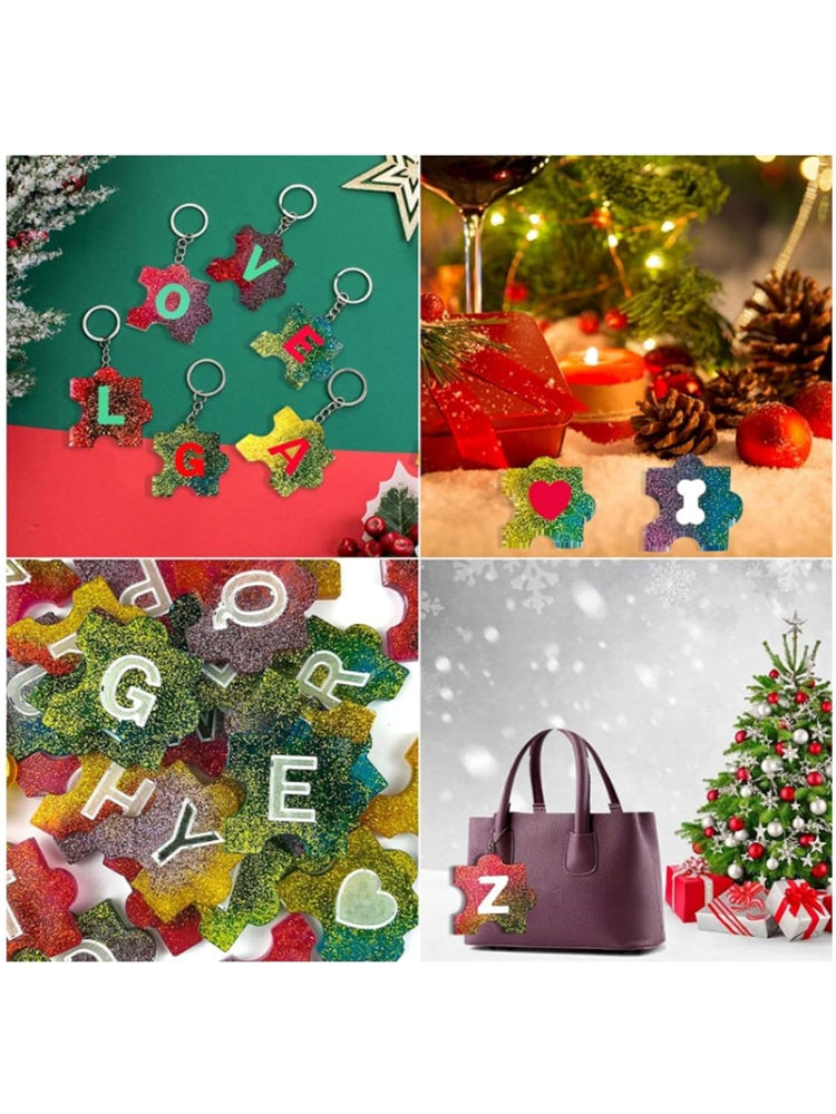 SNOOGG Pack of 1 ABCD Puzzle with 26 Alphabet Letters and 2 Shape Resin Silicone epoxy Mold for Solving Puzzle, Kids Activity,Art and Craft DIY and More