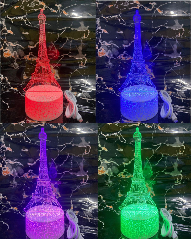 snoogg eiffel tower statue night lamp night light 3d light home decor 3d illusion led lamp