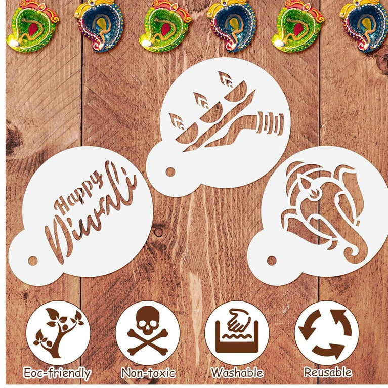snoogg 25 reusable plastic stencils is ideal for adding hindu festival themed designs to yo