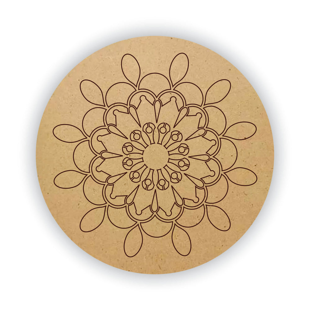 Snoogg design - 848 -Pre Marked Rangoli, Mandala and Lippan Art DIY MDF Round Circle | Laser Cut Design DIY MDF Round Circle | Pre Marked MDF Round for Art and Craft 12 and 8 inch.