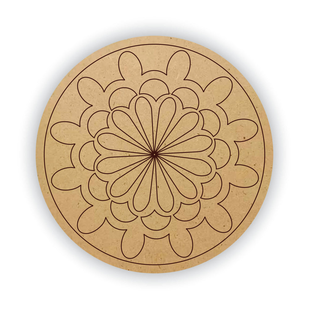 Snoogg design - 849 -Pre Marked Rangoli, Mandala and Lippan Art DIY MDF Round Circle | Laser Cut Design DIY MDF Round Circle | Pre Marked MDF Round for Art and Craft 12 and 8 inch.