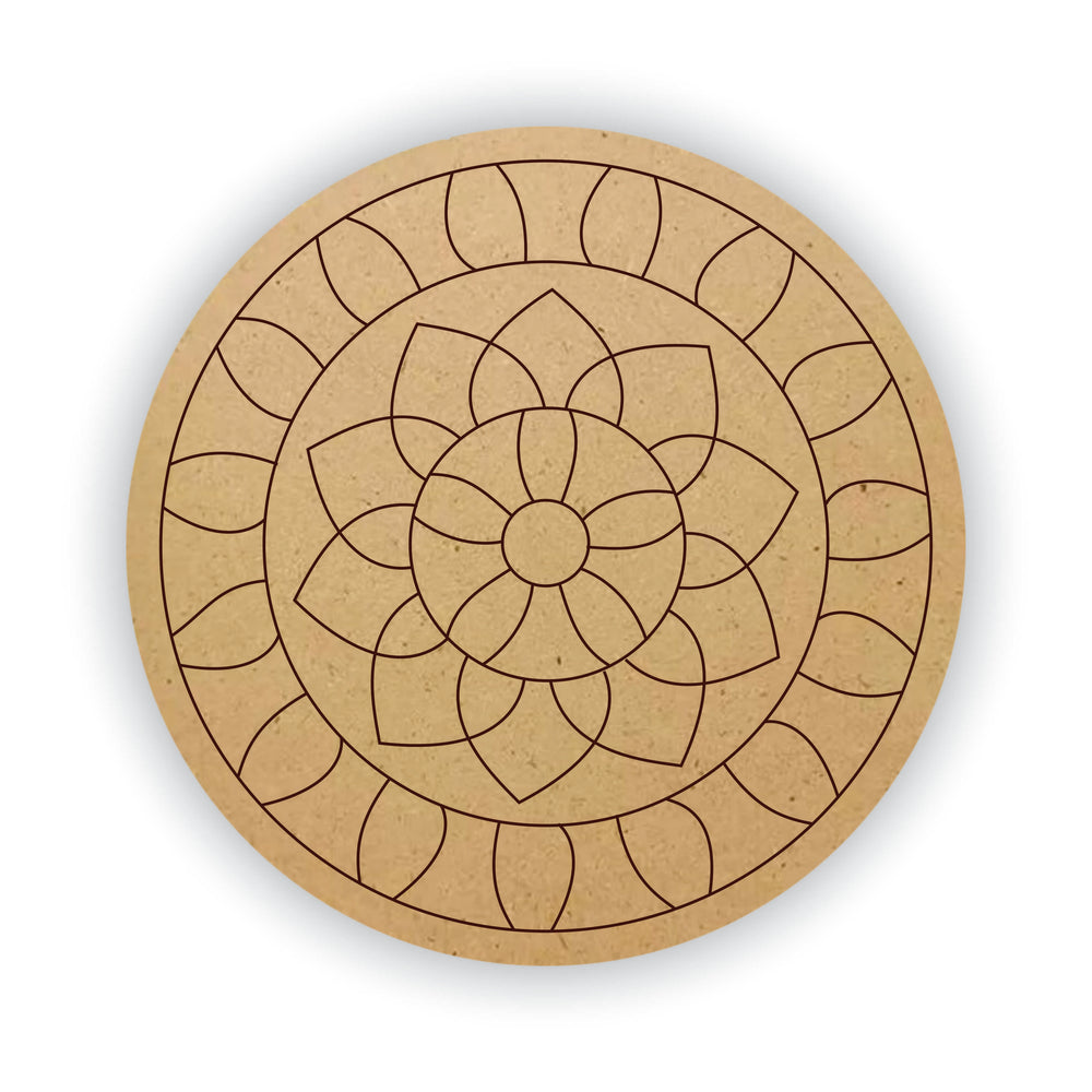 Snoogg design - 851 -Pre Marked Rangoli, Mandala and Lippan Art DIY MDF Round Circle | Laser Cut Design DIY MDF Round Circle | Pre Marked MDF Round for Art and Craft 12 and 8 inch.