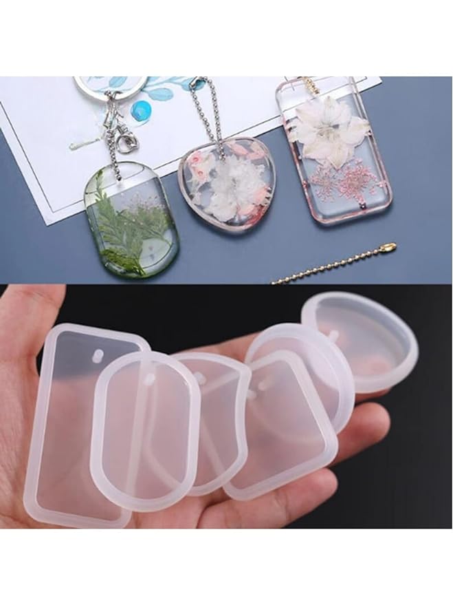 snoogg pack of 6 silicone mold 6 shape with hole key chain for epoxy resin casting resin ar