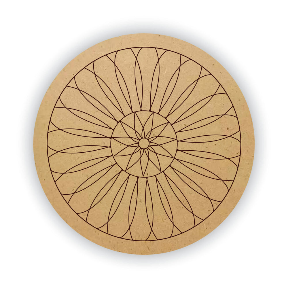 Snoogg design - 853 -Pre Marked Rangoli, Mandala and Lippan Art DIY MDF Round Circle | Laser Cut Design DIY MDF Round Circle | Pre Marked MDF Round for Art and Craft 12 and 8 inch.