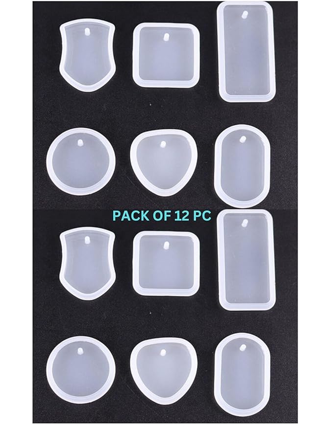 snoogg pack of 12 silicone mold 6 shape 2 of each with hole key chain resin art for home de