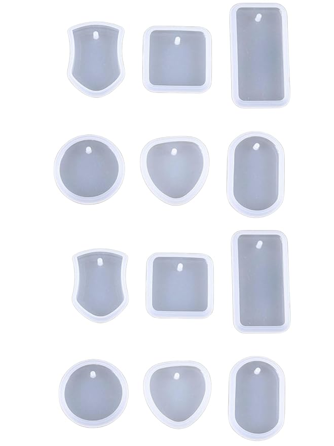 snoogg pack of 12 silicone mold 6 shape 2 of each with hole key chain resin art for home de