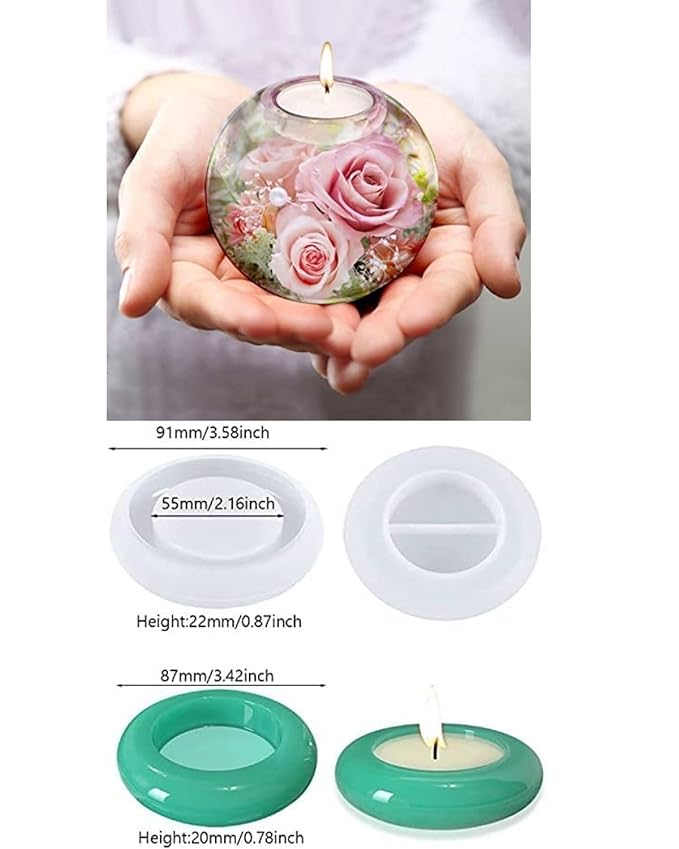 snoogg pack of 2 tea light candle molds 3 inch round glove design and 4 inch round oval edg