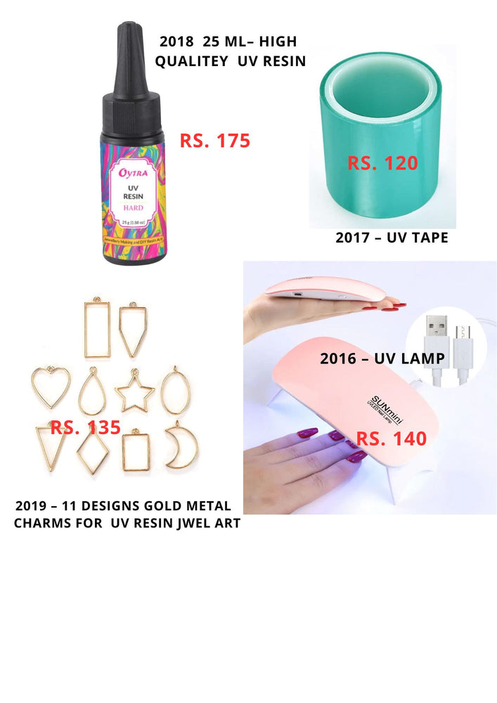 UV Resin 25ML AND UV TAPE AND UV METALIC CHARMS AND UV LAMP