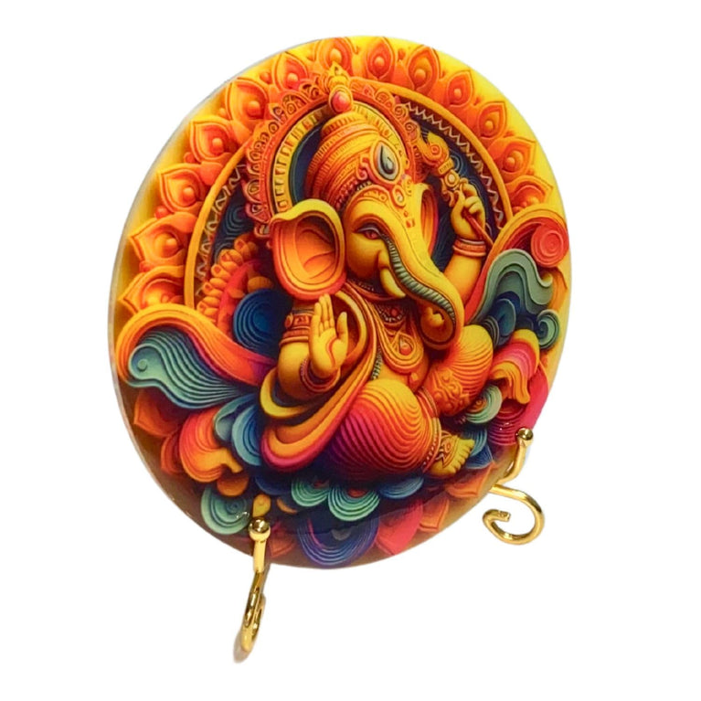 snoogg god ganesha siddhivinayak desktop 3d uv reactive with epoxy resin picture and foldab