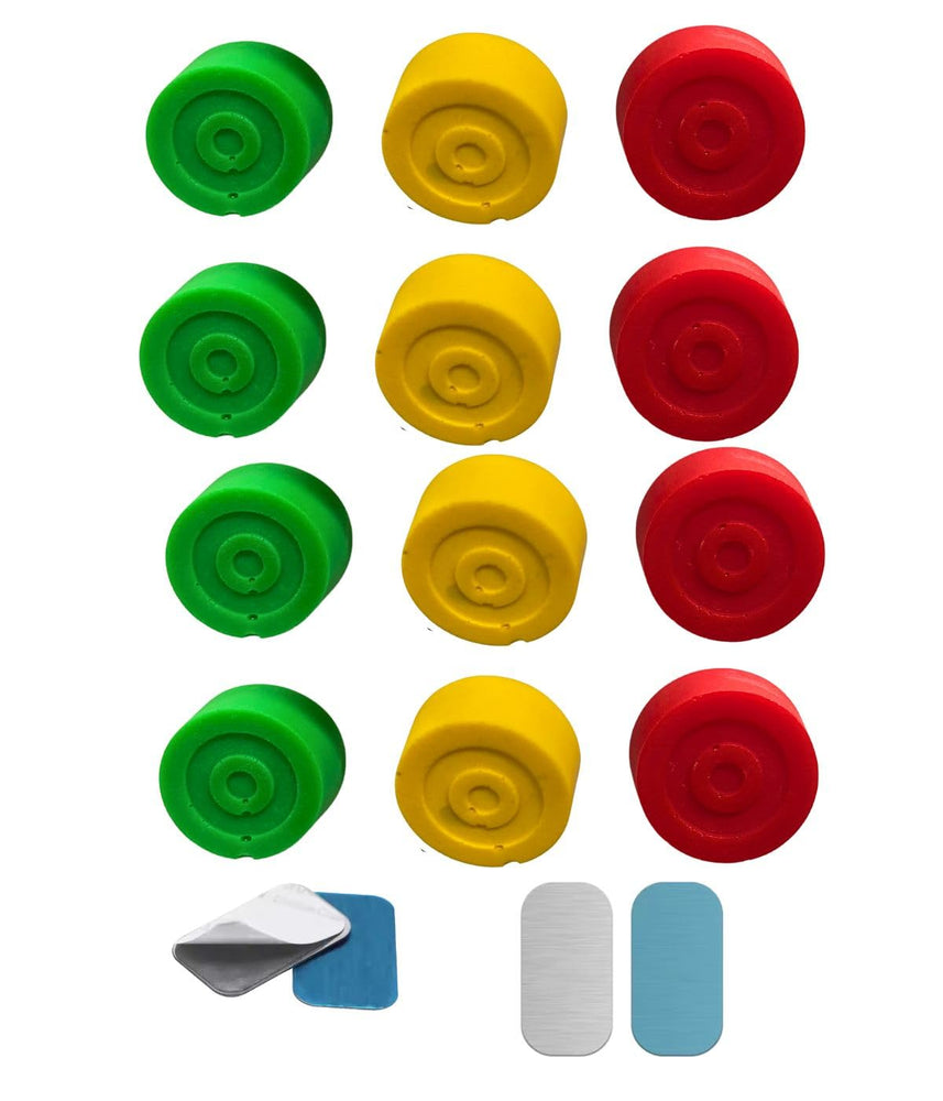 SNOOGG 3D 30 pc Pack Round Candy Circle Fridge Magnet with 10 pc Metal Stickers Kids' Artwork Display, Workspace, Message Board, Science Experiments, Ideal Gift, DIY Crafts, Project