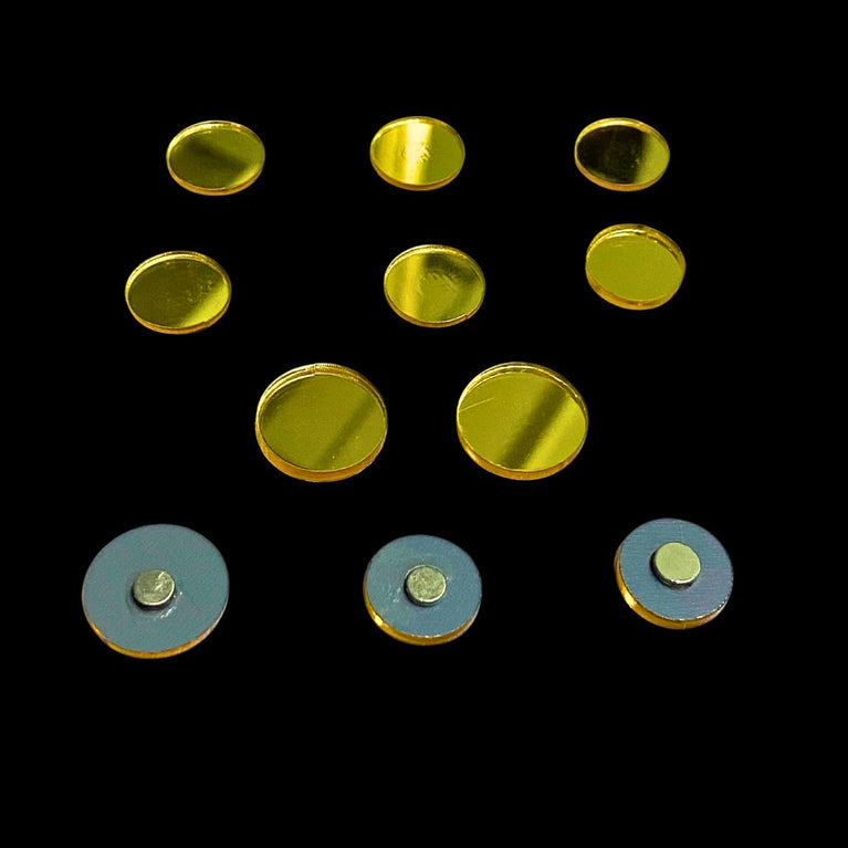 SNOOGG 3D 20 pc Pack Gold Circle Shiny Fridge Magnet with 10 pc Metal Stickers Personalized Gift, Whiteboard,Map Magnets, Office, Home Decorations, Notice Board, Message Board, DIY Crafts