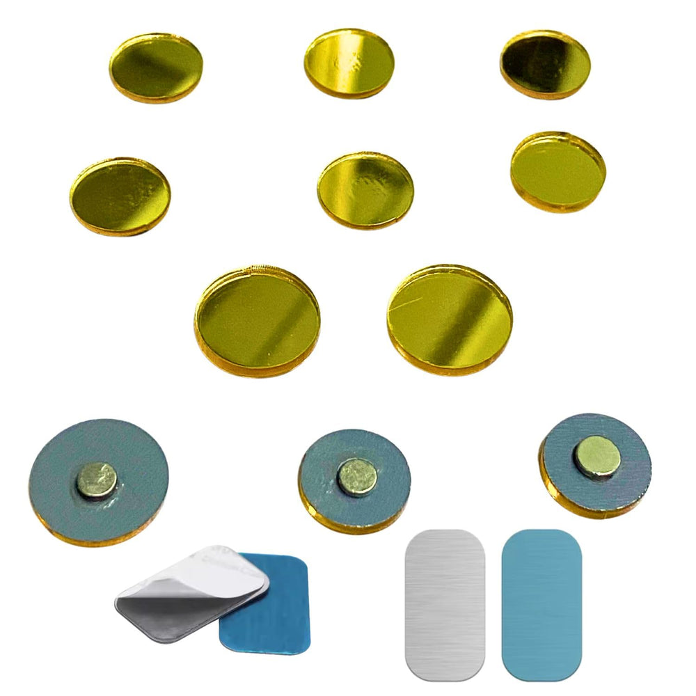 SNOOGG 3D 30 pc Pack Gold Circle Shiny Fridge Magnet with 10 pc Metal Stickers Hold Photo,documents,Pictures, Holding Recipes, Grocery Lists, Meal Planning, Coupon, categorize tasks
