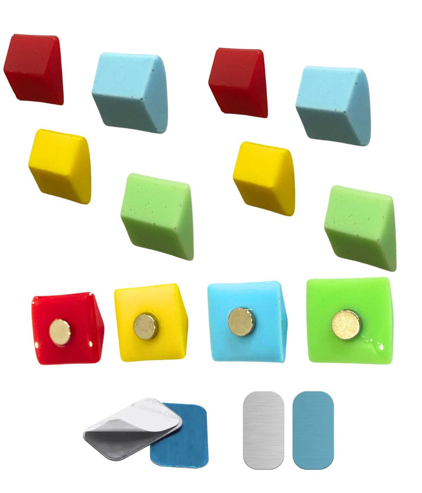 SNOOGG 3D 20 pc Pack Mini Hut Shape Fridge Magnet with 10 pc Metal Stickers Hold Photo,documents,Pictures, Holding Recipes, Grocery Lists, Meal Planning, Coupon, categorize tasks