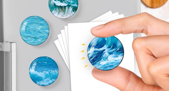 SNOOGG 3D 10 pc Pack Round Ocean View 15 MM Fridge Magnet Personalized Gift, Whiteboard,Map Magnets, Office, Home Decorations, Notice Board, Message Board, DIY Crafts