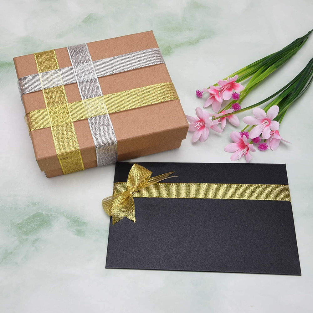 SNOOGG 15 mm Organza Metallic Glitter Gold Ribbon for DIY Craft, Gift Wrapping,Festival Decorations, Gift Bows, Wedding Packing, Party Decoration - 300 Yards