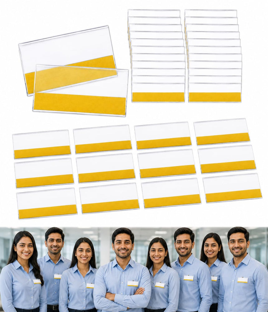 SNOOGG Clear Name Badge Holder with Pin, Reusable ID Card Name Tag Holder for Office, Hospital, School, Exhibition, Events, Conference, Staff Uniform & Employee ID