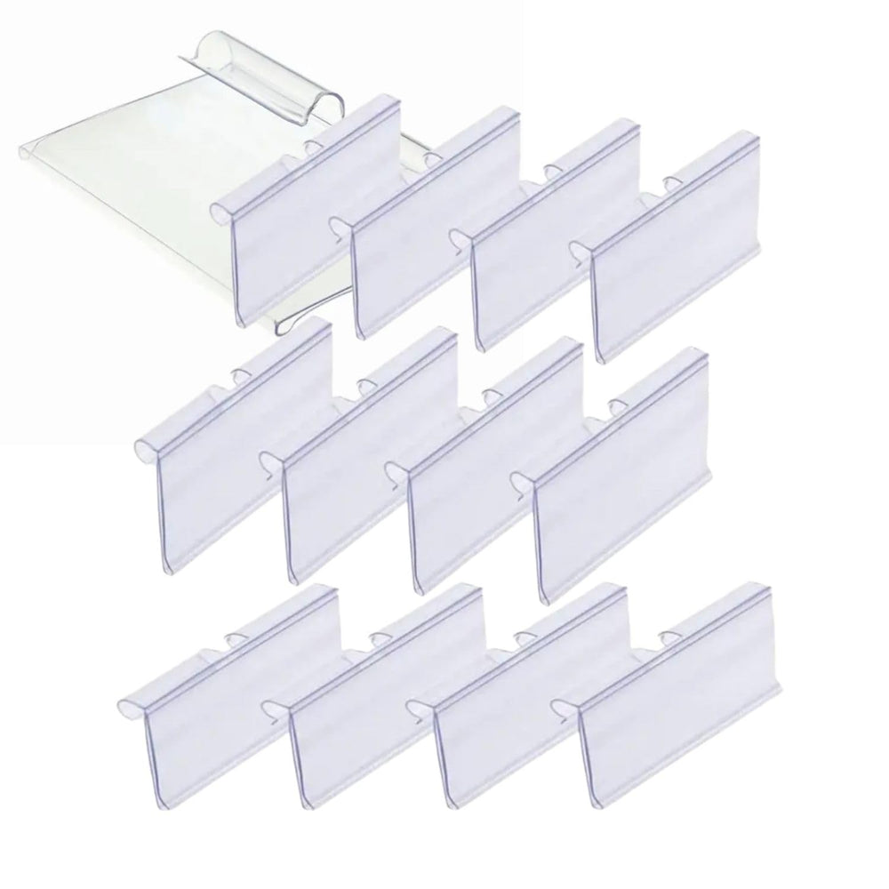 SNOOGG Clear PVC Price Label Holder Clip 80X42 MM, Wire Hook Tag Display Sleeve for Bi-Wire Racks, Pegboard Prongs, Gondola Shelves, Retail Store Price Cards & Barcodes