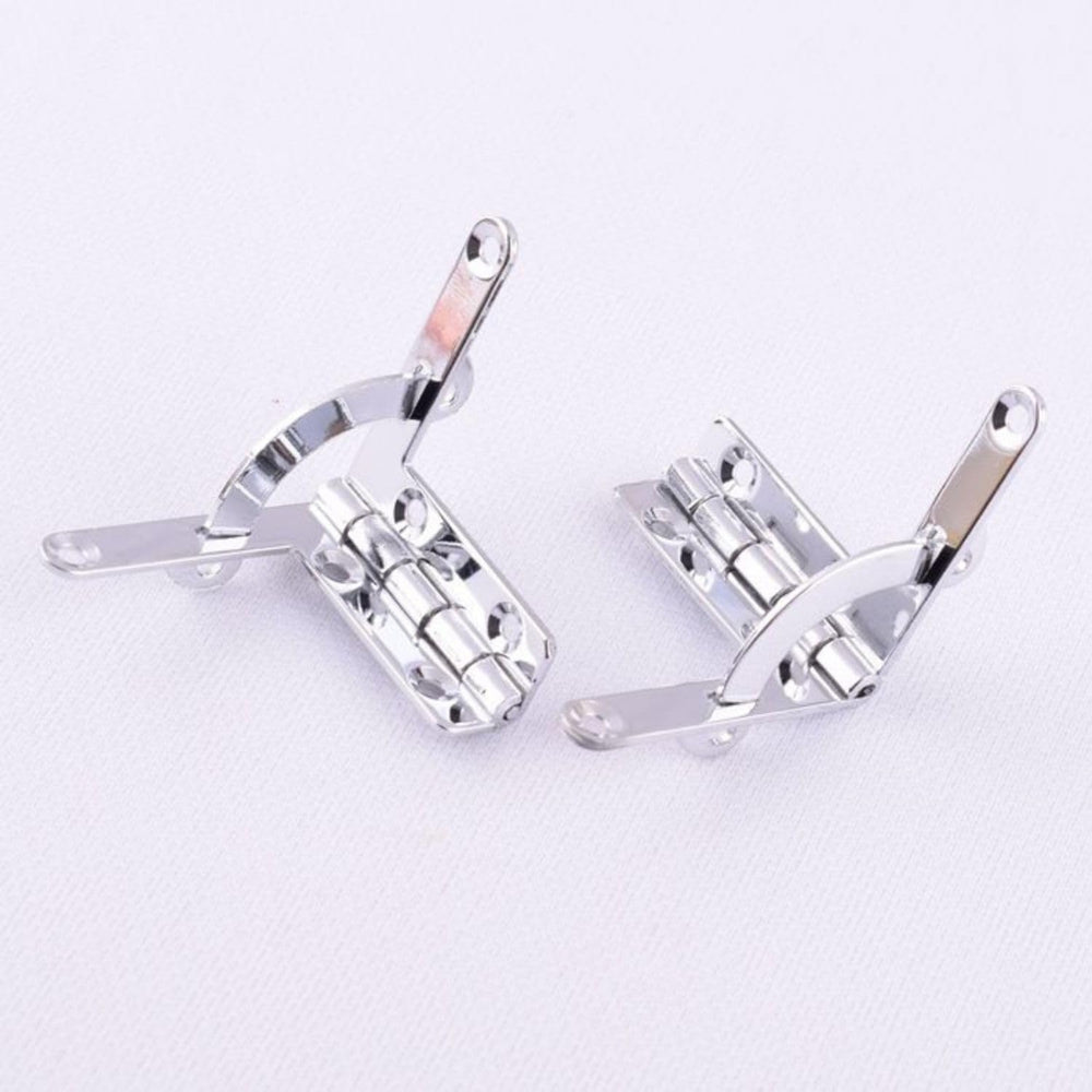 90 Degree Spring Loaded Lid Support Hinge Chrome Pack of 12 pcs, Self Locking Stay Hinge for Wooden Box, Case, Briefcase, Humidor, Jewelry Box, Cabinet Door, T-Shape Mount Hardware with Screw