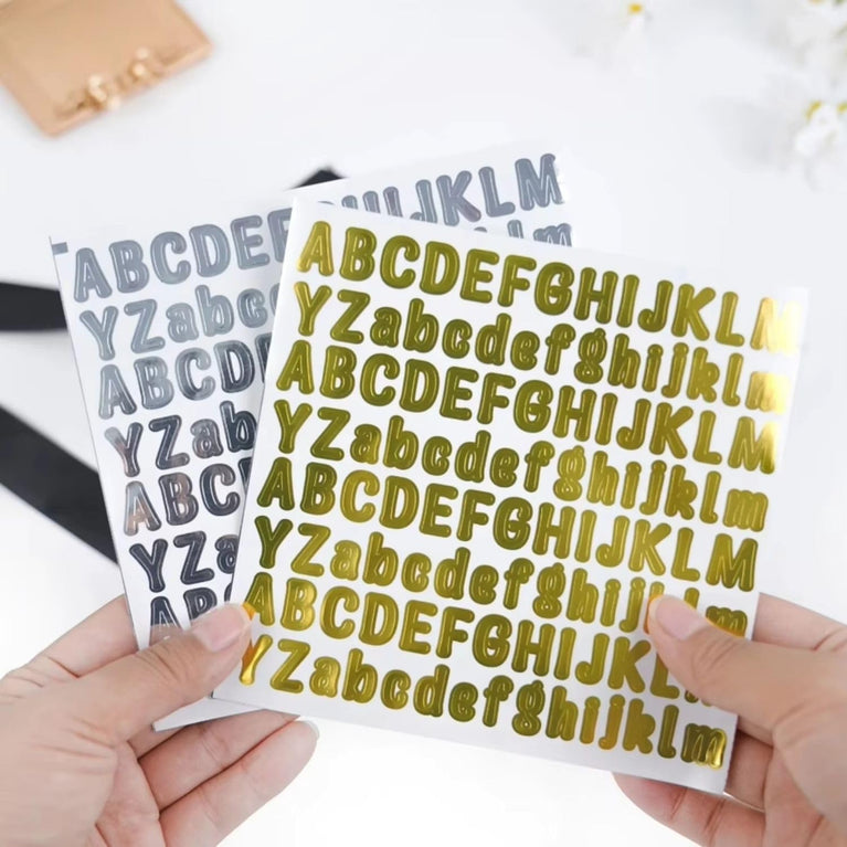 SNOOGG Gold Foil Alphabet Letter & Number Sticker Sheets Pack of 5 | Die-Cut Vinyl Decals for Crafts, Scrapbooking, Tumblers, Water Bottles, Journals, DIY Gifts & Personalization