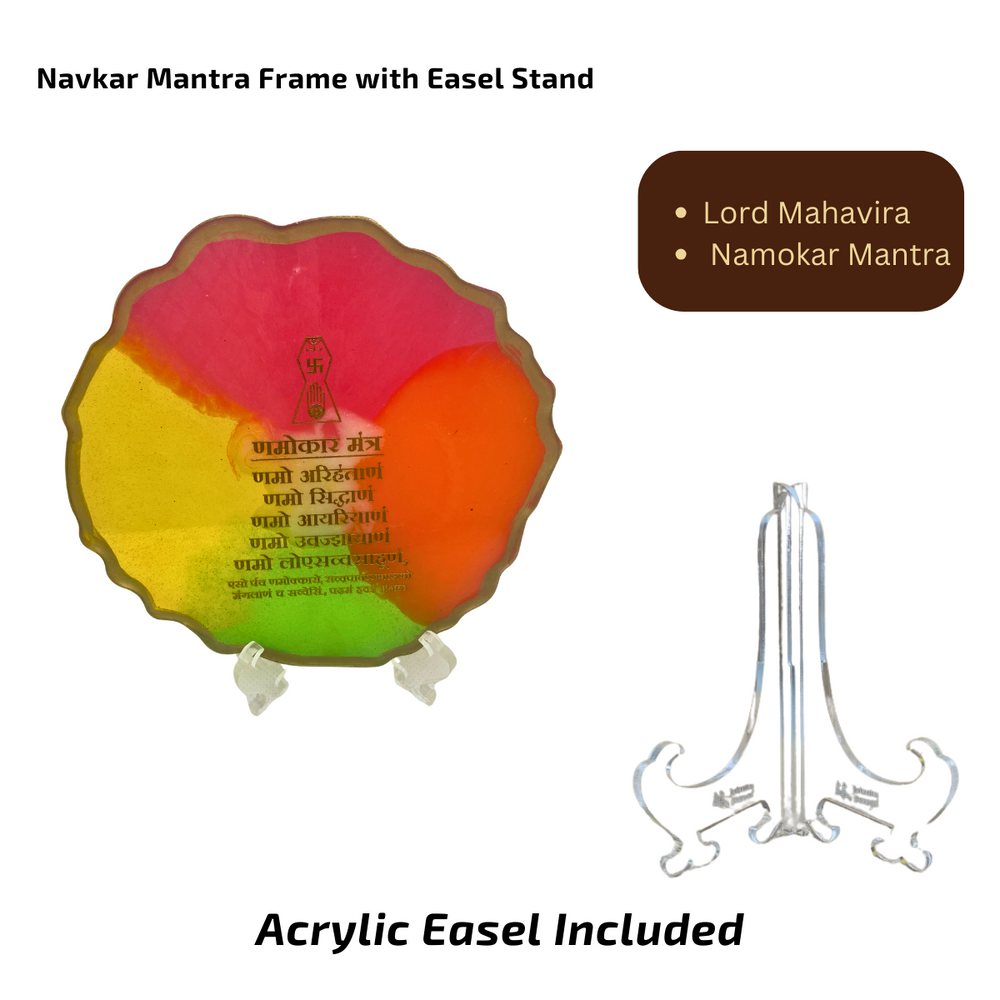 copy of snoogg navkar mantra resin coaster art with acrylic easel stand for graceful additi