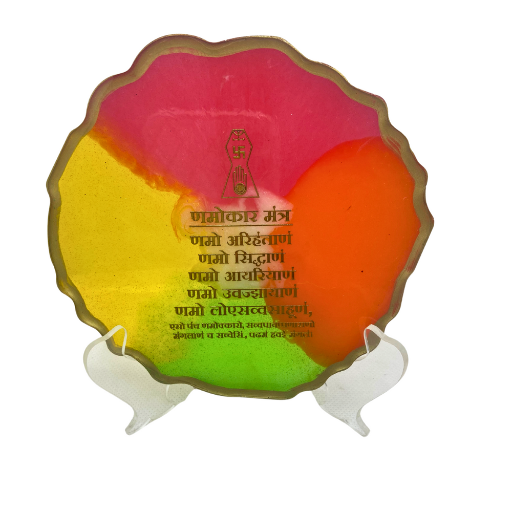 copy of snoogg navkar mantra resin coaster art with acrylic easel stand for graceful additi
