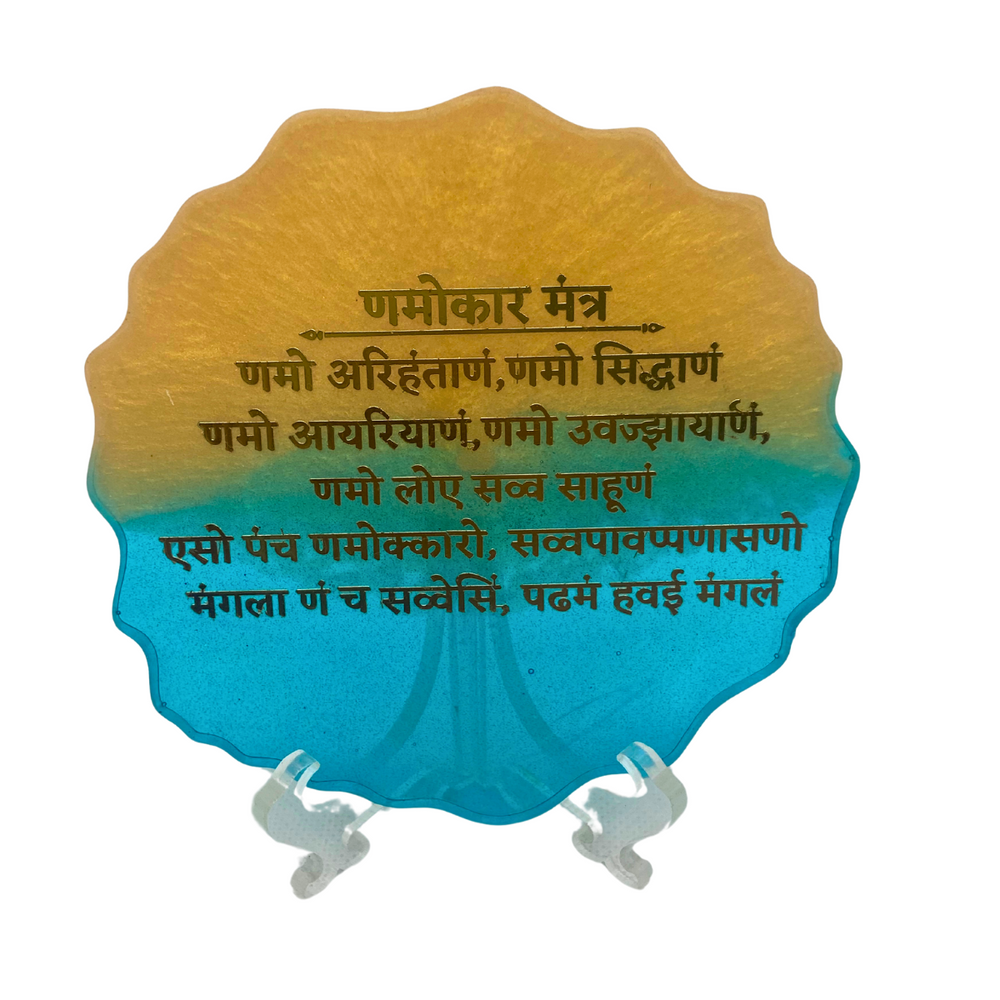 snoogg navkar mantra resin coaster art with acrylic easel stand peaceful accent for living