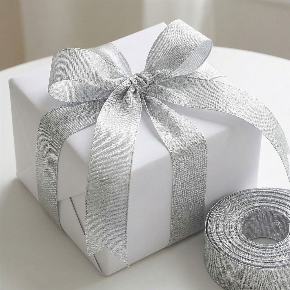 SNOOGG Silver Lace Trim Ribbon, 1 Inch Width, 60 Yards, for Gift Wrapping, Craft, Sewing, Decoration, Wedding, Cards, Scrapbooking