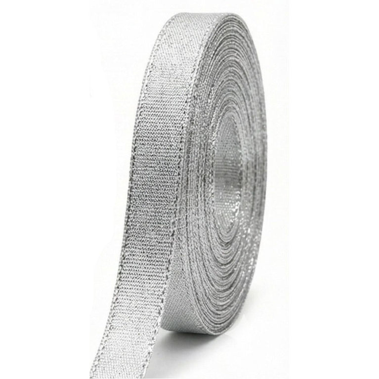 SNOOGG Silver Lace Trim Ribbon 12 mm Width 100 Yards Roll for Craft Sewing Gift Wrap Wedding Decor Scrapbook Card Making Fabric Border DIY Decoration
