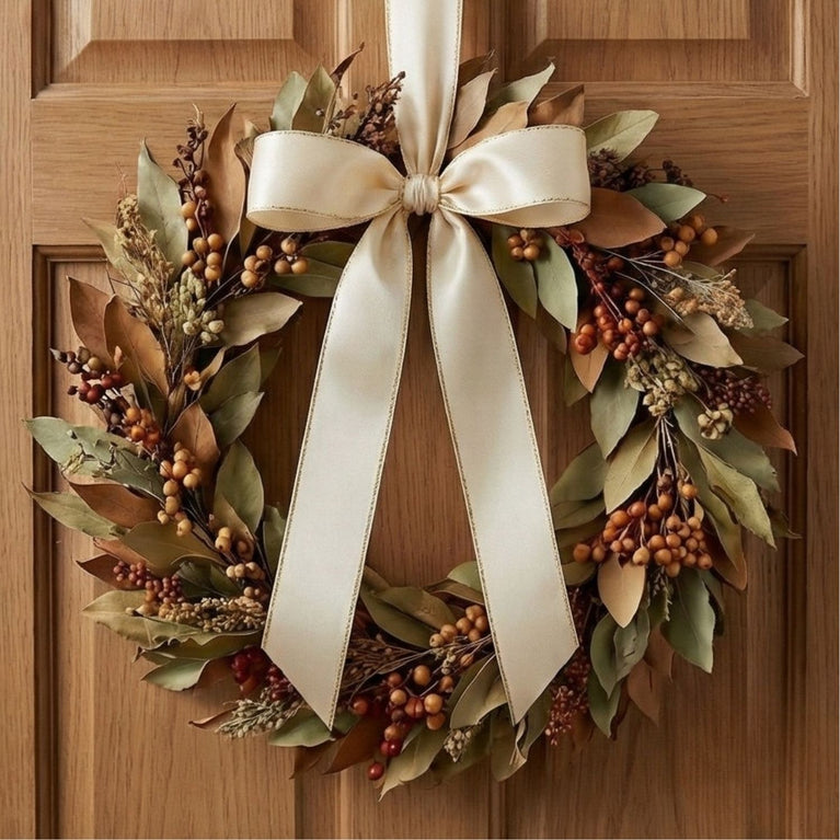 SNOOGG Ivory Ribbon with Gold Edge 10 mm Width 60 Yards Roll for Gift Wrapping Wedding Decor Craft Sewing Scrapbooking Card Making Fabric Border DIY Decoration