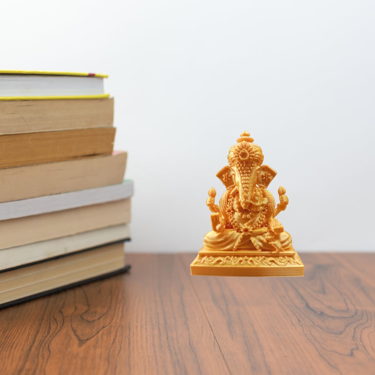 SNOOGG Pack of 3 Lord Ganesh Statue 3D Gold Sculpture for Hindu Religion, Perfect for Art & Craft, Gifting, Return Gift, Temple, Decoration, and DIY – 4 Inch