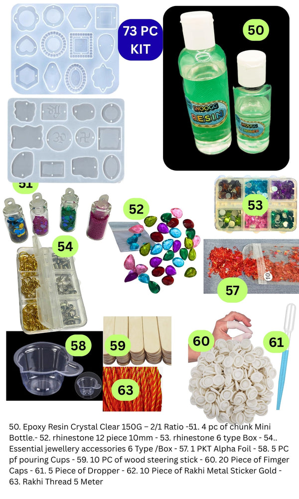 Snoogg Premium Raksha Bandhan Resin Art Kit for DIY Rakhi Making | Complete Epoxy Resin Craft Supplies, Silicone Molds, Glitters & Tools for Beginners & Pros | Create Handmade Rakhi Gifts & Decor