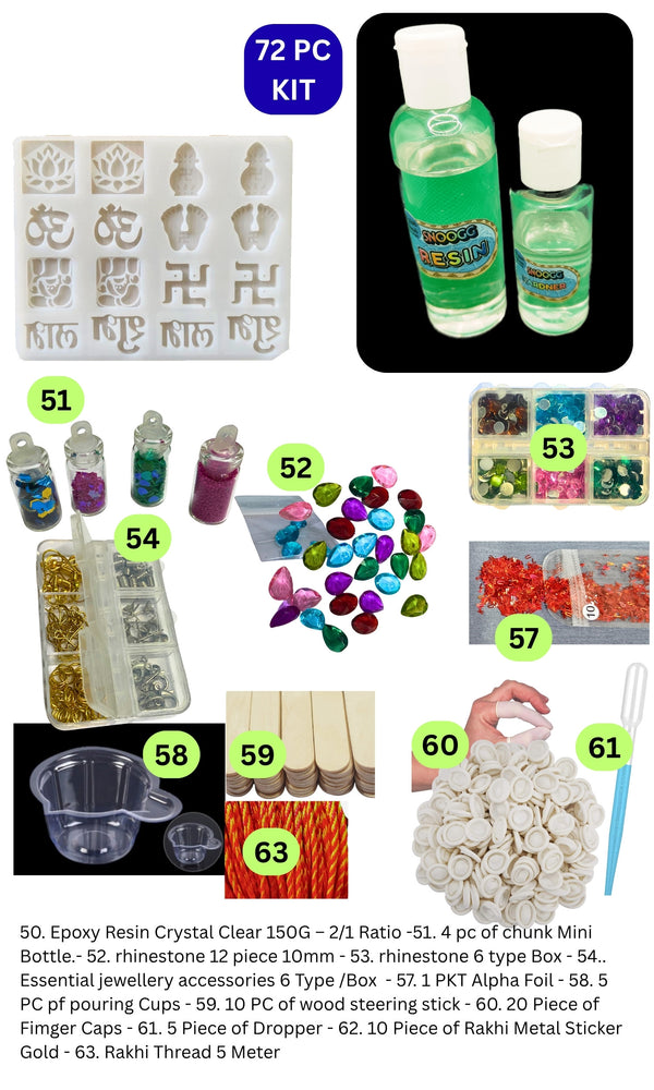 Raksha Bandhan DIY Resin Kit by Snoogg | Complete Epoxy Art Set with Silicone Molds, Glitters & Crafting Tools | Make Personalized Rakhis & Festive Decor