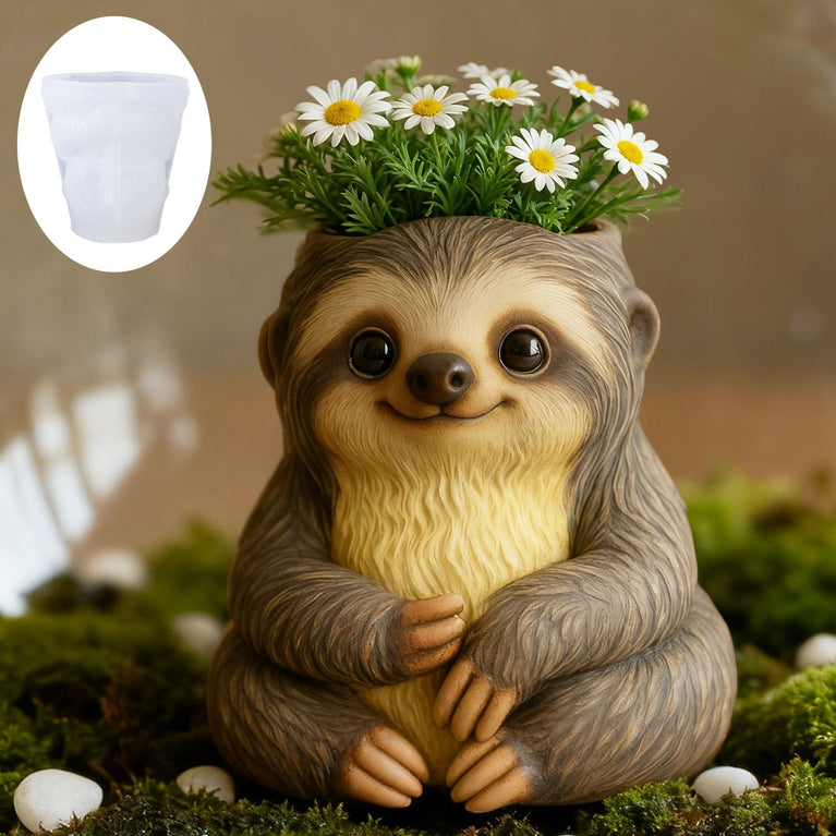 SNOOGG Cute Sloth Planter Silicone Mold for Resin Casting | Baby Sloth Succulent Flower Pot 3D Mold for Eco Resin, Epoxy, Concrete Crafts | Heavy Duty Reusable Liquid Silicone Mould