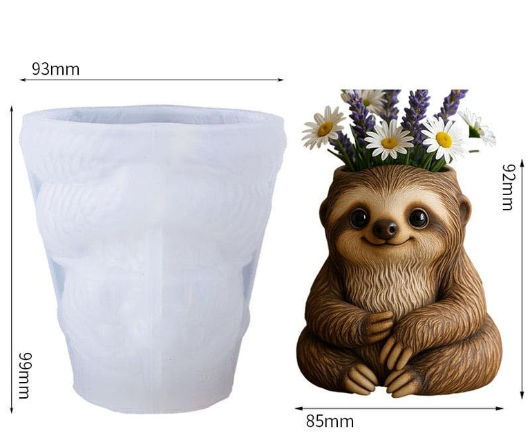 SNOOGG Cute Sloth Planter Silicone Mold for Resin Casting | Baby Sloth Succulent Flower Pot 3D Mold for Eco Resin, Epoxy, Concrete Crafts | Heavy Duty Reusable Liquid Silicone Mould