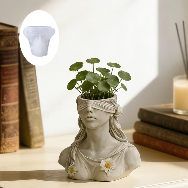 SNOOGG Blindfolded Goddess Bust Planter Silicone Mold for Resin Casting | Lady Justice Flower Pot 3D Mold for Eco Resin, Epoxy, Concrete Crafts | Heavy Duty Reusable Liquid Silicone Mould