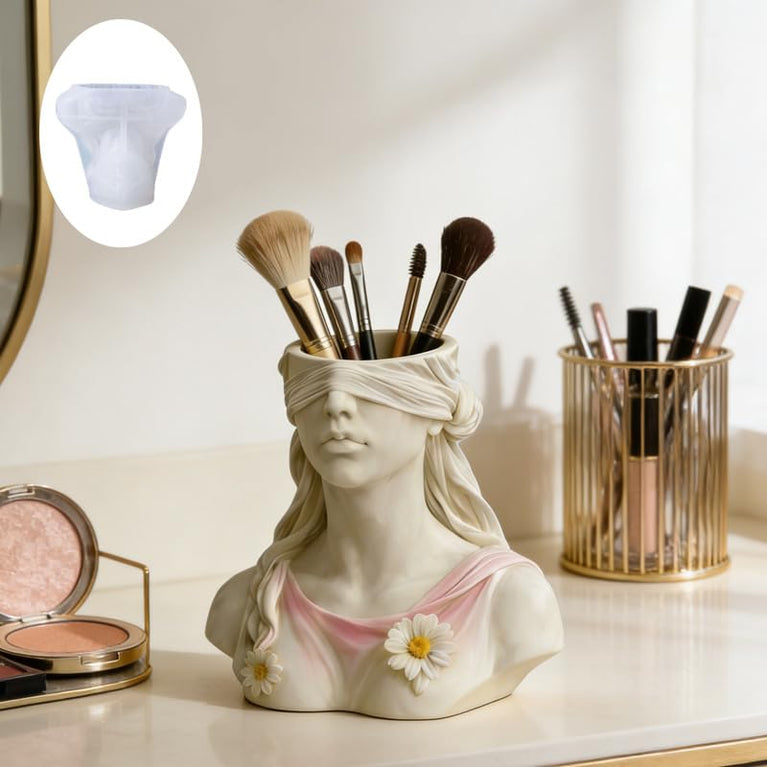 SNOOGG Blindfolded Goddess Bust Planter Silicone Mold for Resin Casting | Lady Justice Flower Pot 3D Mold for Eco Resin, Epoxy, Concrete Crafts | Heavy Duty Reusable Liquid Silicone Mould