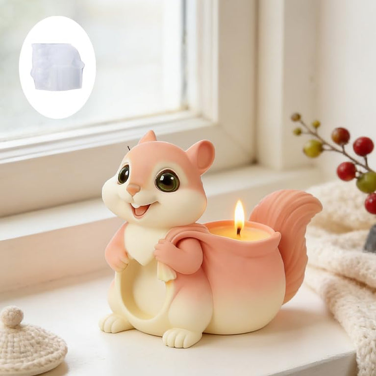 SNOOGG Cute Squirrel Planter Silicone Mold for Resin Casting | Squirrel with Sack Pinecone Succulent Pot 3D Mold for Eco Resin, Epoxy Crafts | Heavy Duty Reusable Liquid Silicone Mould
