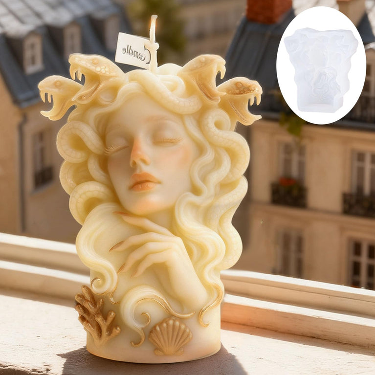 SNOOGG Medusa Gorgon Silicone Candle Mold for Resin Casting | Snake Hair Goddess Bust 3D Mold for Eco Resin, Epoxy, Concrete Crafts | Heavy Duty Reusable Liquid Silicone Mould for Candle Making