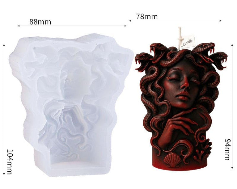 SNOOGG Medusa Gorgon Silicone Candle Mold for Resin Casting | Snake Hair Goddess Bust 3D Mold for Eco Resin, Epoxy, Concrete Crafts | Heavy Duty Reusable Liquid Silicone Mould for Candle Making