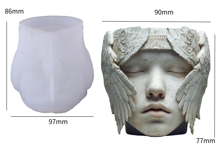 SNOOGG Serene Goddess Face Planter Silicone Mold for Resin Casting | Sculpted Stone Face Succulent Pot 3D Mold for Eco Resin, Epoxy, Concrete Crafts | Heavy Duty Reusable Liquid Silicone Mould