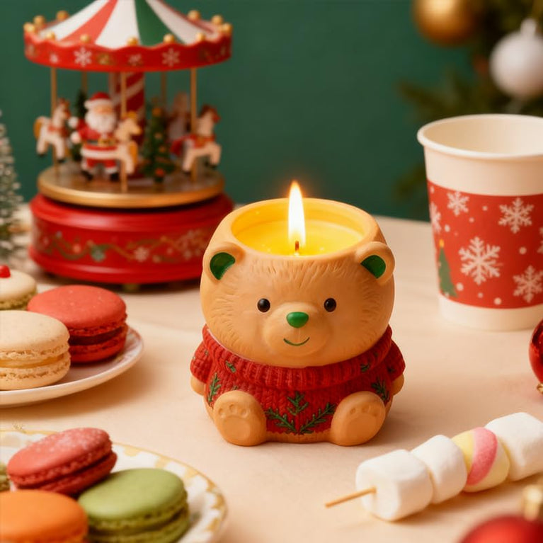 SNOOGG Cute Bear in Sweater Silicone Mold for Resin Casting | Bear Planter, Candle & Pen Holder 3D Mold for Eco Resin, Epoxy, Concrete Crafts | Heavy Duty Reusable Silicone Mould for Home Decor