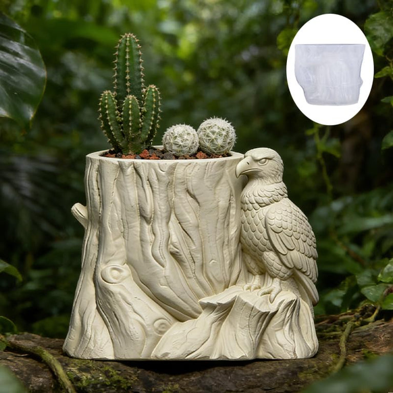 SNOOGG Eagle on Tree Stump Silicone Mold for Resin Casting | Eagle Planter 3D Mold for Eco Resin, Epoxy, Concrete Crafts | Heavy Duty Reusable Silicone Mould for Home Decor