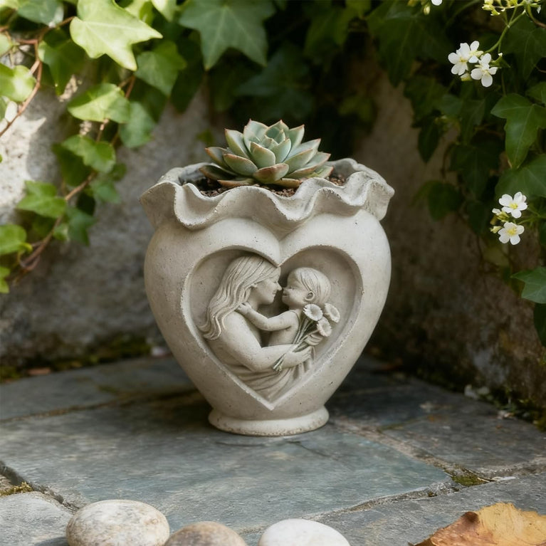 SNOOGG Mother & Child Heart Vase Silicone Mold for Resin Casting | Ruffled Heart Planter & Candle 3D Mold for Eco Resin, Epoxy, Concrete Crafts | Heavy Duty Reusable Silicone Mould for Home Decor