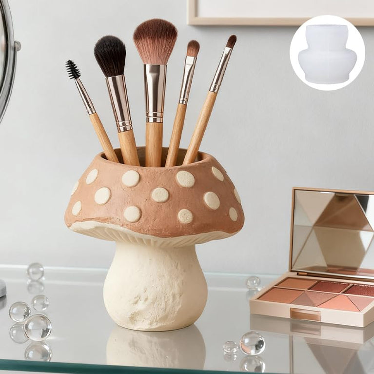 SNOOGG Polka Dot Mushroom Silicone Mold for Resin Casting | Mushroom Vase & Pen Holder 3D Mold for Eco Resin, Epoxy, Concrete Crafts | Heavy Duty Reusable Silicone Mould for Home Decor