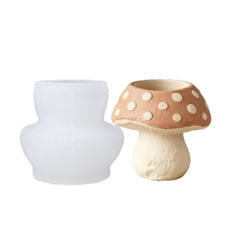 SNOOGG Polka Dot Mushroom Silicone Mold for Resin Casting | Mushroom Vase & Pen Holder 3D Mold for Eco Resin, Epoxy, Concrete Crafts | Heavy Duty Reusable Silicone Mould for Home Decor