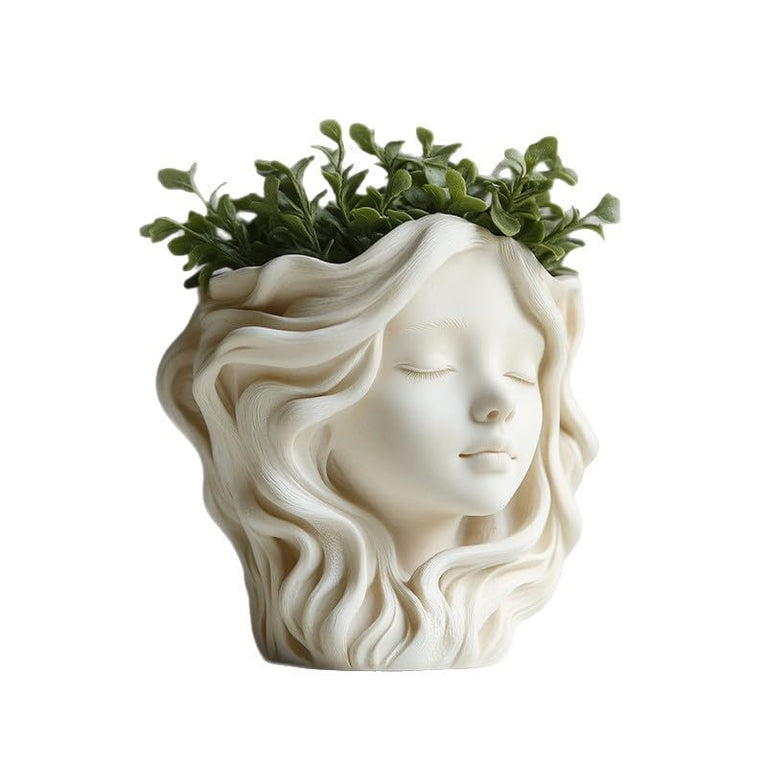 SNOOGG Sleeping Girl Face Vase Silicone Mold for Resin Casting | Flower Pot Face Planter 3D Mold for Eco Resin, Epoxy, Concrete Crafts | Heavy Duty Reusable Silicone Mould for Home Decor