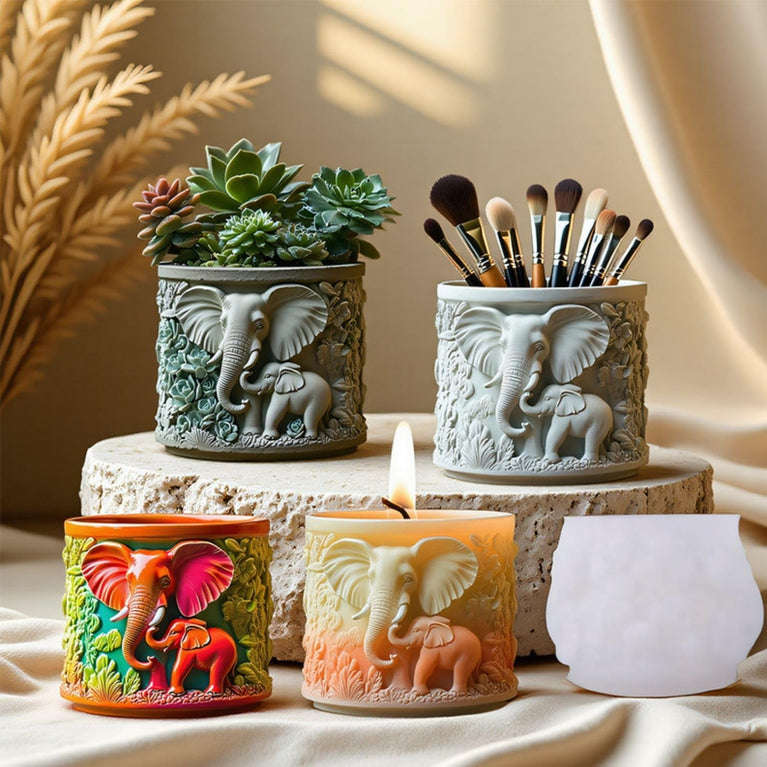 SNOOGG Elephant Flower Pot Silicone Mold for Resin Casting – Decorative Planter for DIY, Plaster & Cement Art